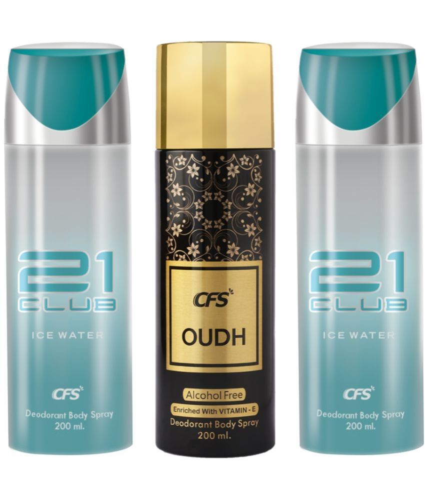     			CFS  Ice Water, Ice Water & Oudh Black Deodorant Spray for Unisex 600 ml ( Pack of 3 )