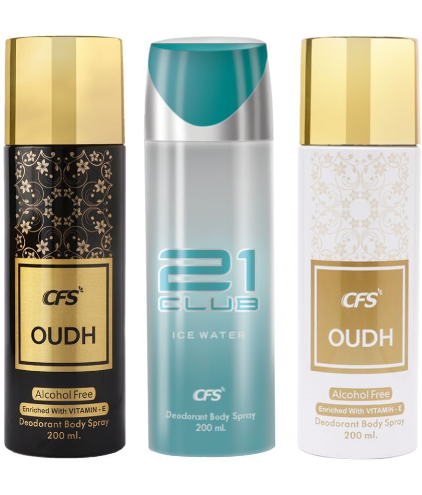     			CFS  Ice Water, Oudh Black & Oudh White Body Spray for Unisex 600 ml ( Pack of 3 )