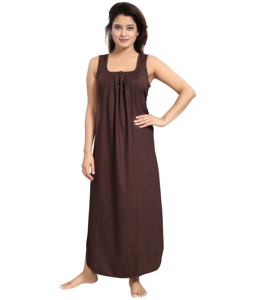     			Cinco Brown Cotton Blend Women's Nightwear Nighty & Night Gowns ( Pack of 1 )