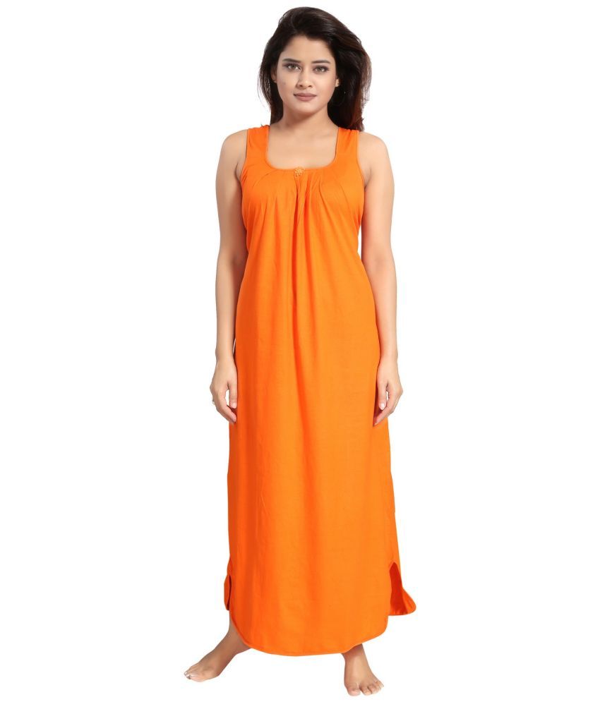     			Cinco Orange Cotton Blend Women's Nightwear Night Dress ( Pack of 1 )