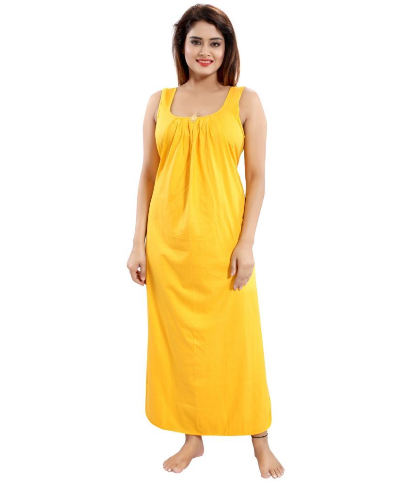     			Cinco Yellow Cotton Blend Women's Nightwear Nighty & Night Gowns ( Pack of 1 )