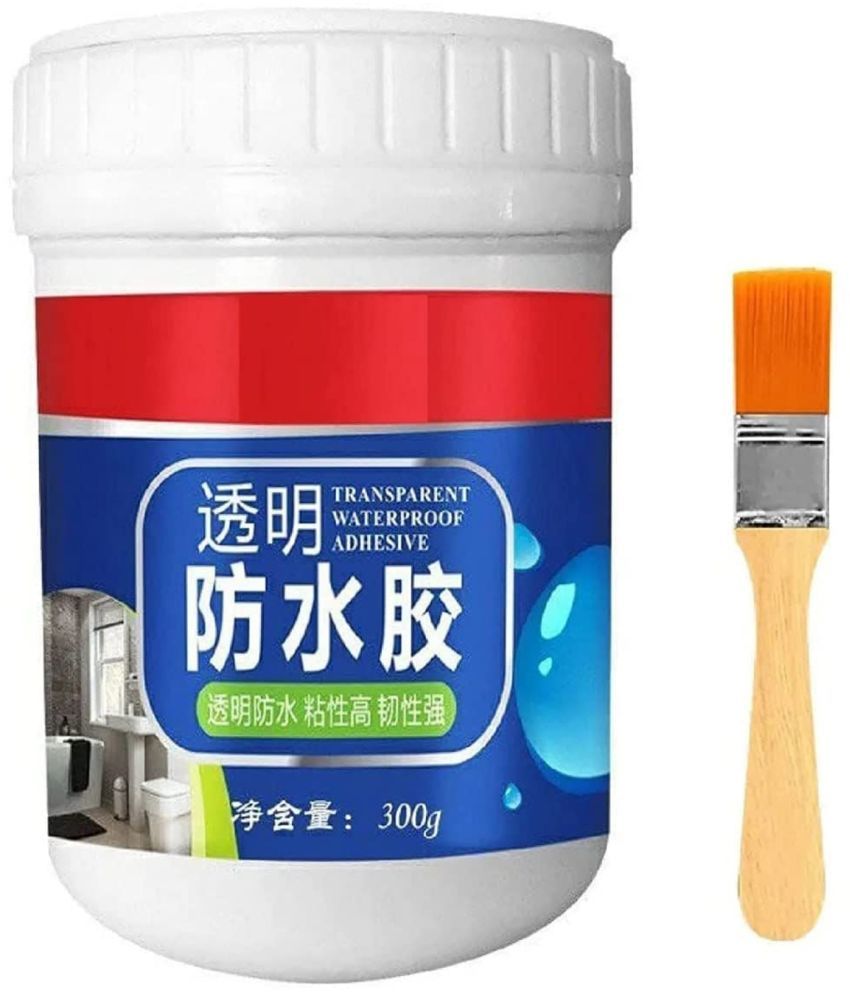     			GEEO Crack Seal Glue 300gm with Brush Transparent Waterproof Glue for Roof Leakage Crack Seal Agent Roof Water Leakage Solution Water Proof Glue Transparent Glue Waterproofing for Pipe Wall Tiles