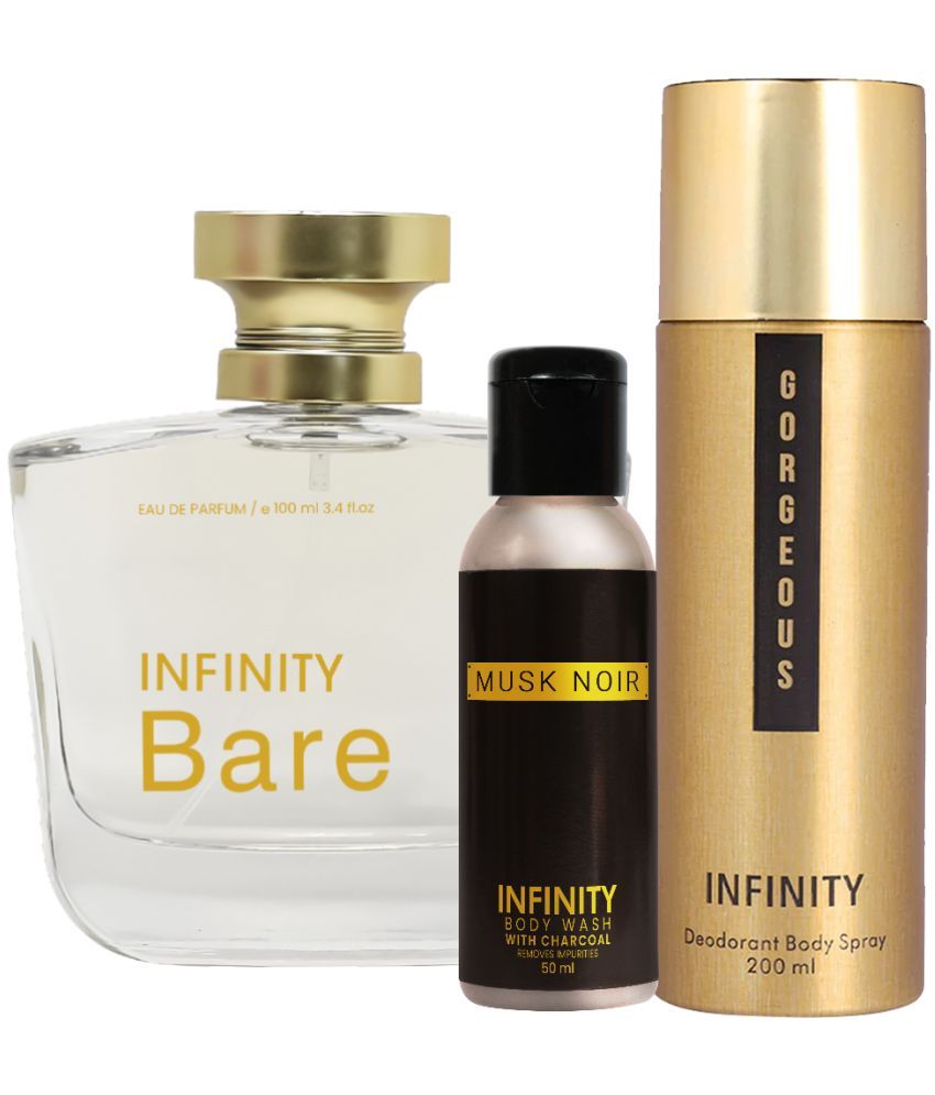     			Infinity Bare EDP Perfume 100ml, Gorgeous Deo Body Spray 200ml, Musk Noir Body Wash 50ml