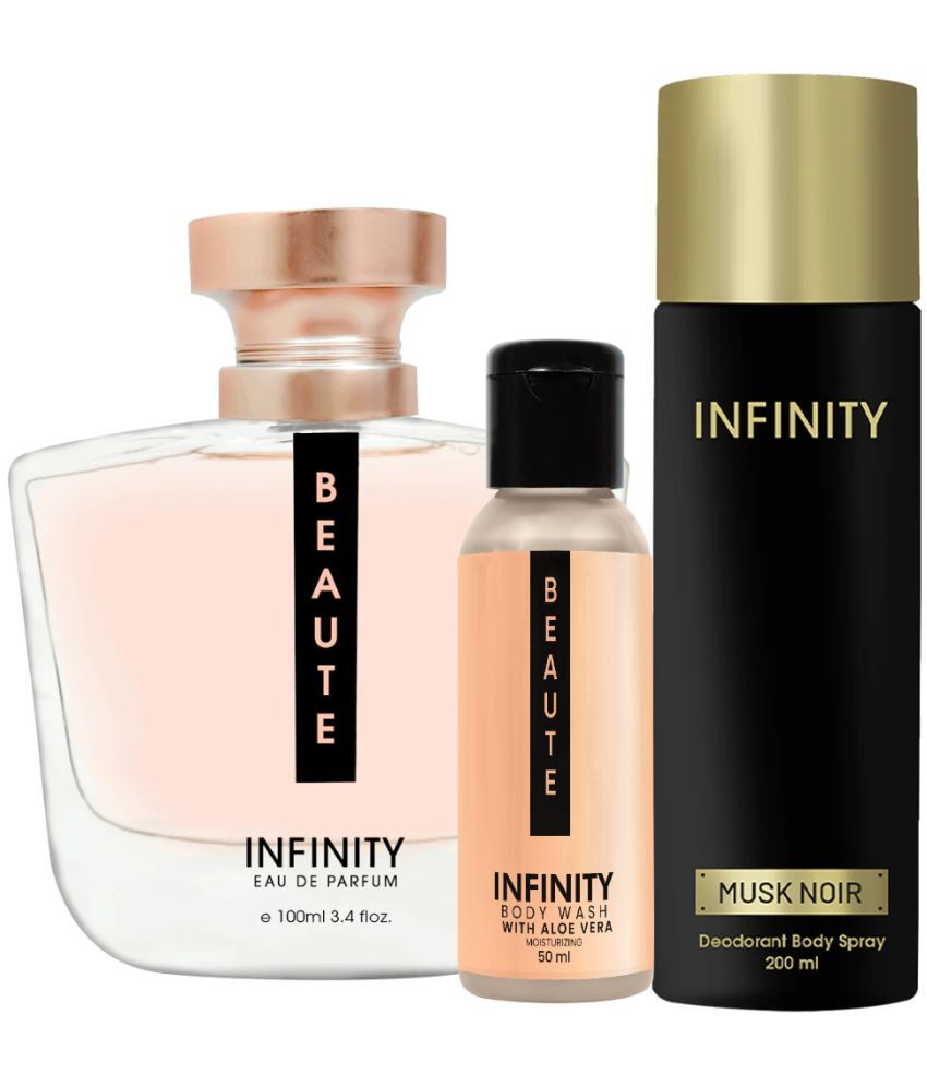     			Infinity Beaute EDP Perfume 100ml, Musk Noir Deo Body Spray 200ml, Beaute Body Wash 50ml