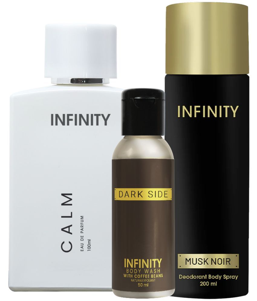     			Infinity Calm EDP Perfume 100ml, Musk Noir Deo Body Spray 200ml, Dark Side Body Wash 50ml