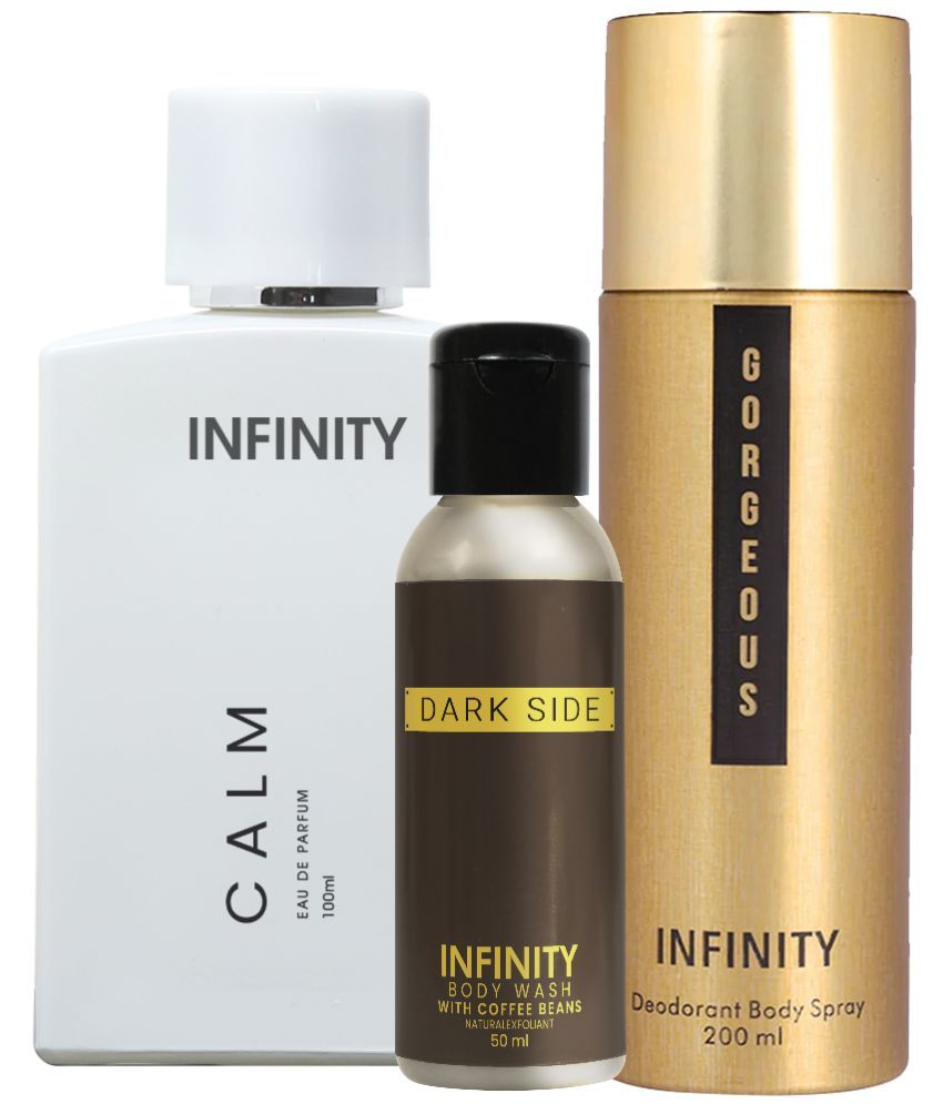     			Infinity Calm EDP Perfume 100ml, Gorgeous Deo Body Spray 200ml, Dark Side Body Wash 50ml