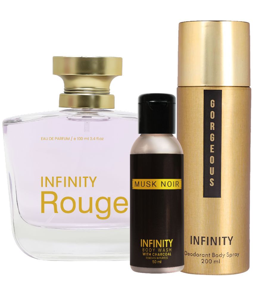     			Infinity Rouge EDP Perfume 100ml, Gorgeous Deo Body Spray 200ml, Musk Noir Body Wash 50ml