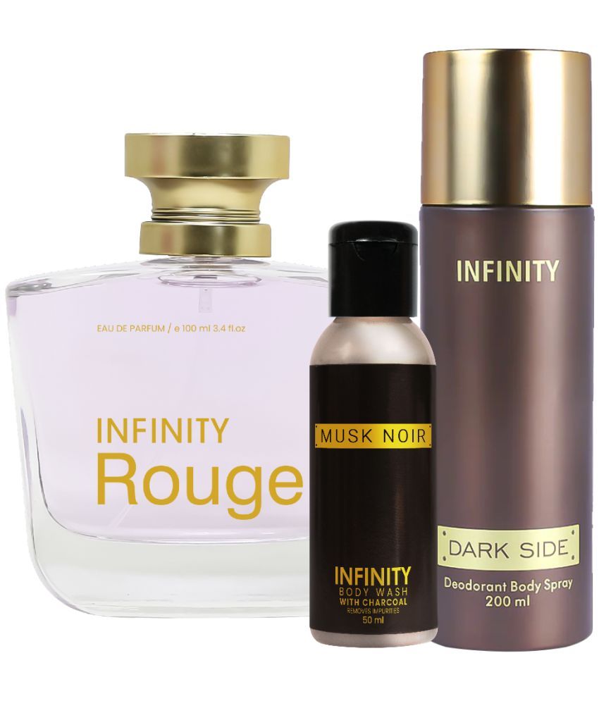     			Infinity Rouge EDP Perfume 100ml, Dark Side Deo Body Spray 200ml, Musk Noir Body Wash 50ml