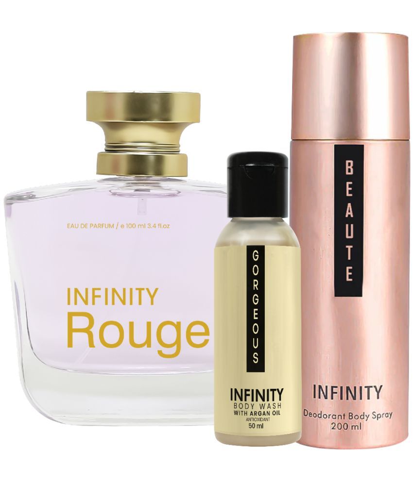     			Infinity Rouge EDP Perfume 100ml, Beaute Deo Body Spray 200ml, Gorgeous Body Wash 50ml