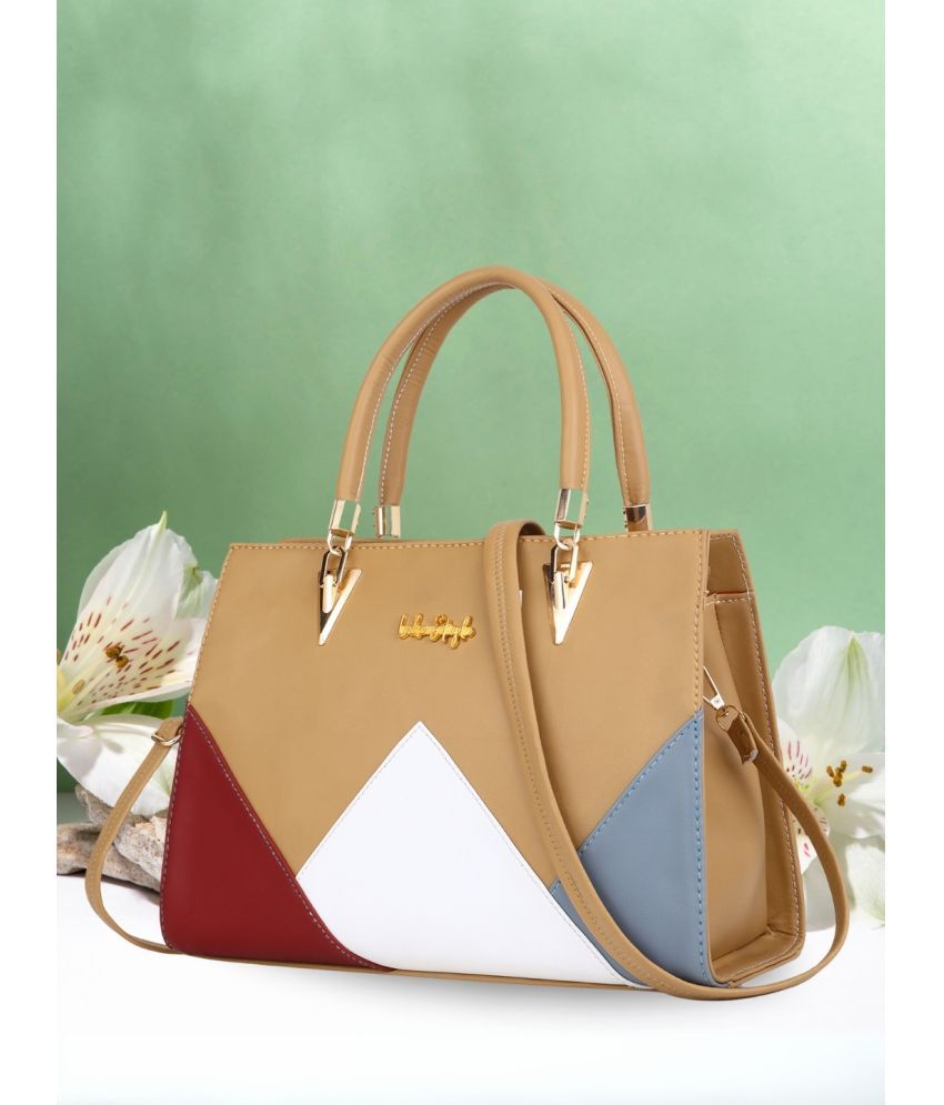     			LIKE STYLE Beige PU Shoulder Bag