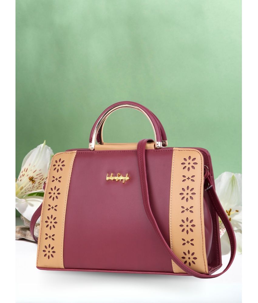     			LIKE STYLE Maroon PU Handheld Bag