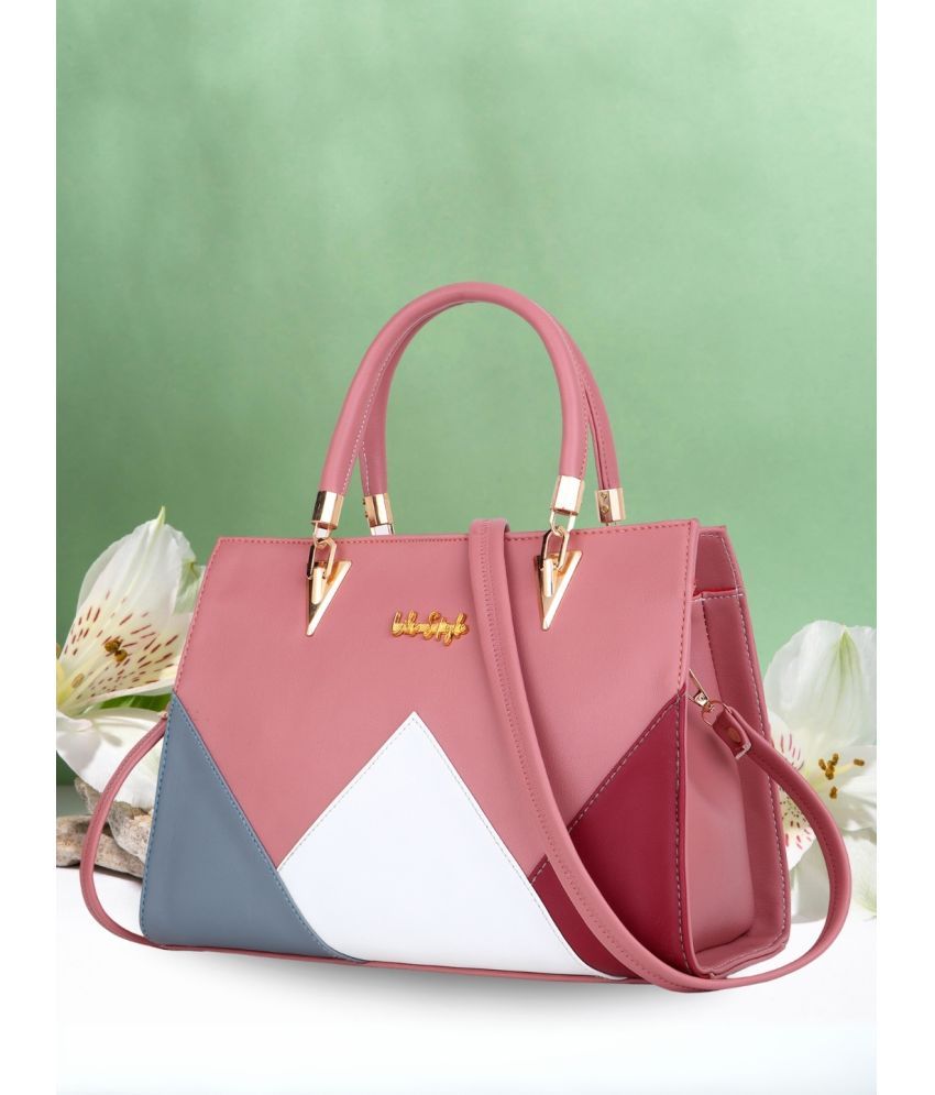     			LIKE STYLE Pink PU Handheld Bag