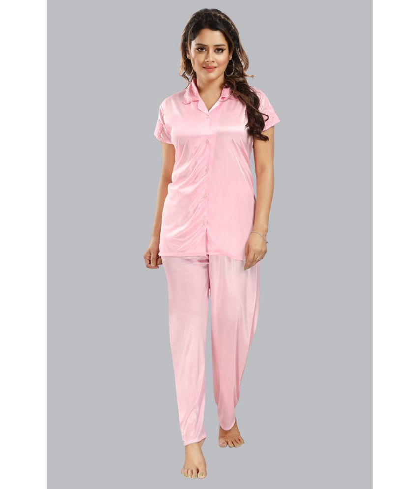     			Ladyvenom Light Pink Satin Women's Nightwear Nightsuit Sets ( Pack of 1 )