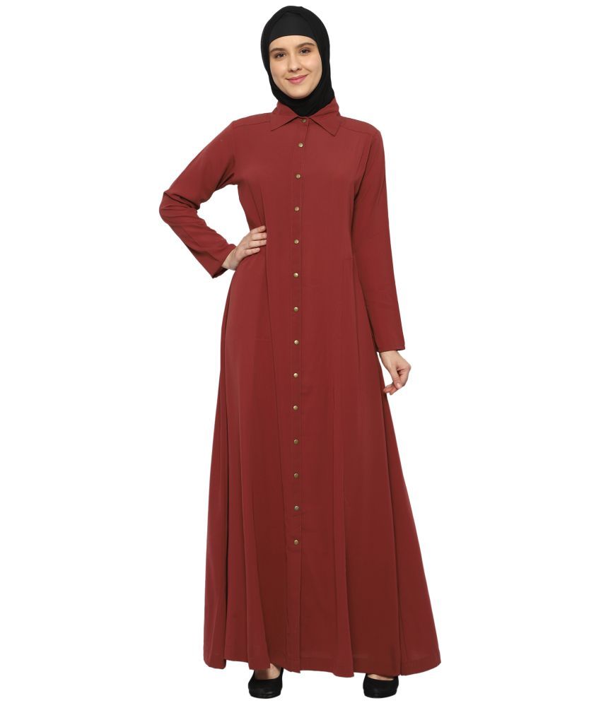     			Momin Libas Rust Polyester Stitched Burqas without Hijab -