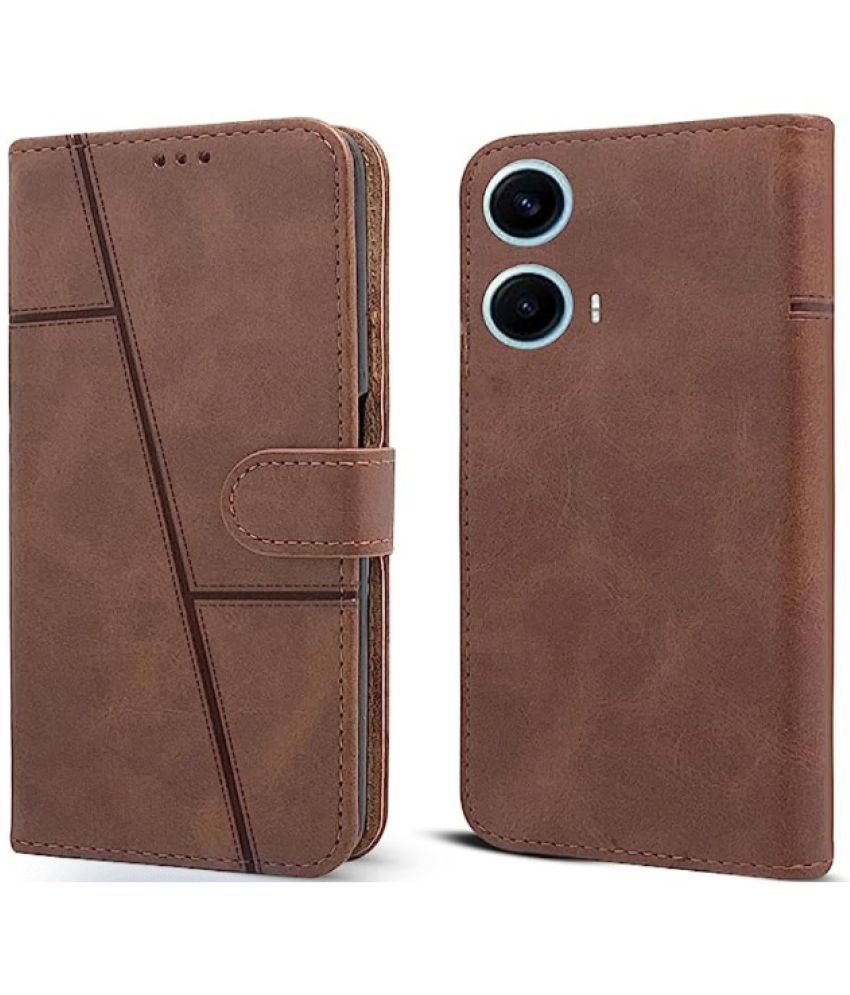     			Shining Stars Brown Flip Cover Artificial Leather Compatible For Moto Edge 50 Fusion ( Pack of 1 )