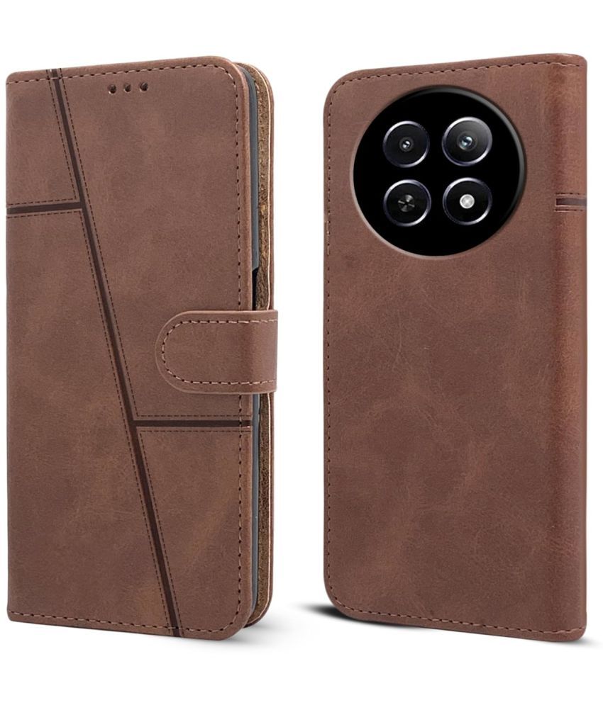     			Shining Stars Brown Flip Cover Artificial Leather Compatible For Realme12x 5g ( Pack of 1 )