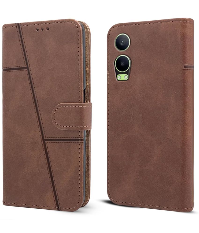     			NBOX Brown Flip Cover Artificial Leather Compatible For Oneplus Nord CE 4 Lite 5G ( Pack of 1 )