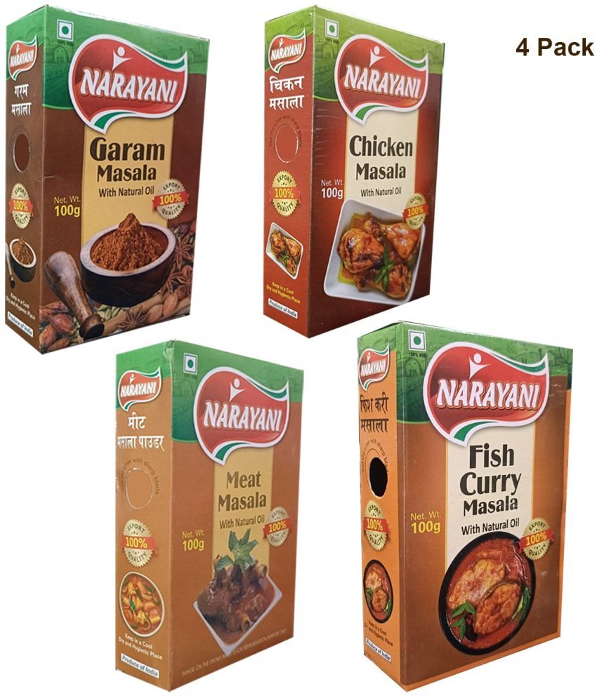     			Narayani Spices Non-Vegetarian Pack of 4 | Meat , Chicken, Garam Masala & Fish Curry Masala 400 gm