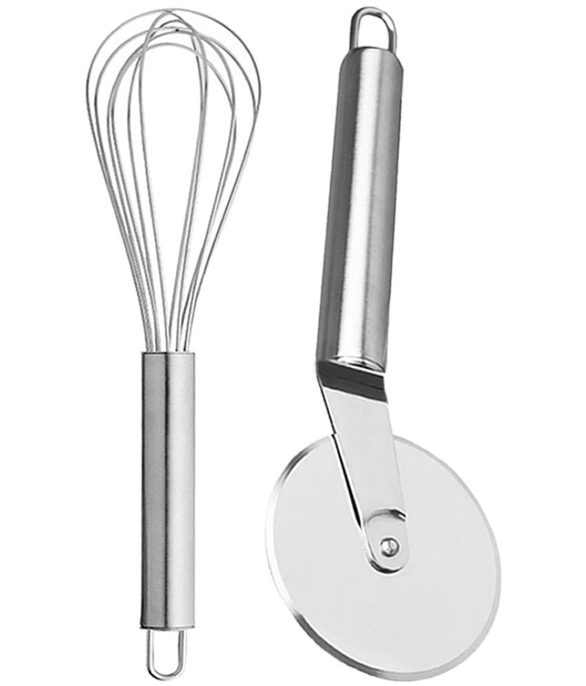     			OC9 Silver Stainless Steel Pizza Cutter+Whisk ( Set of 2 )