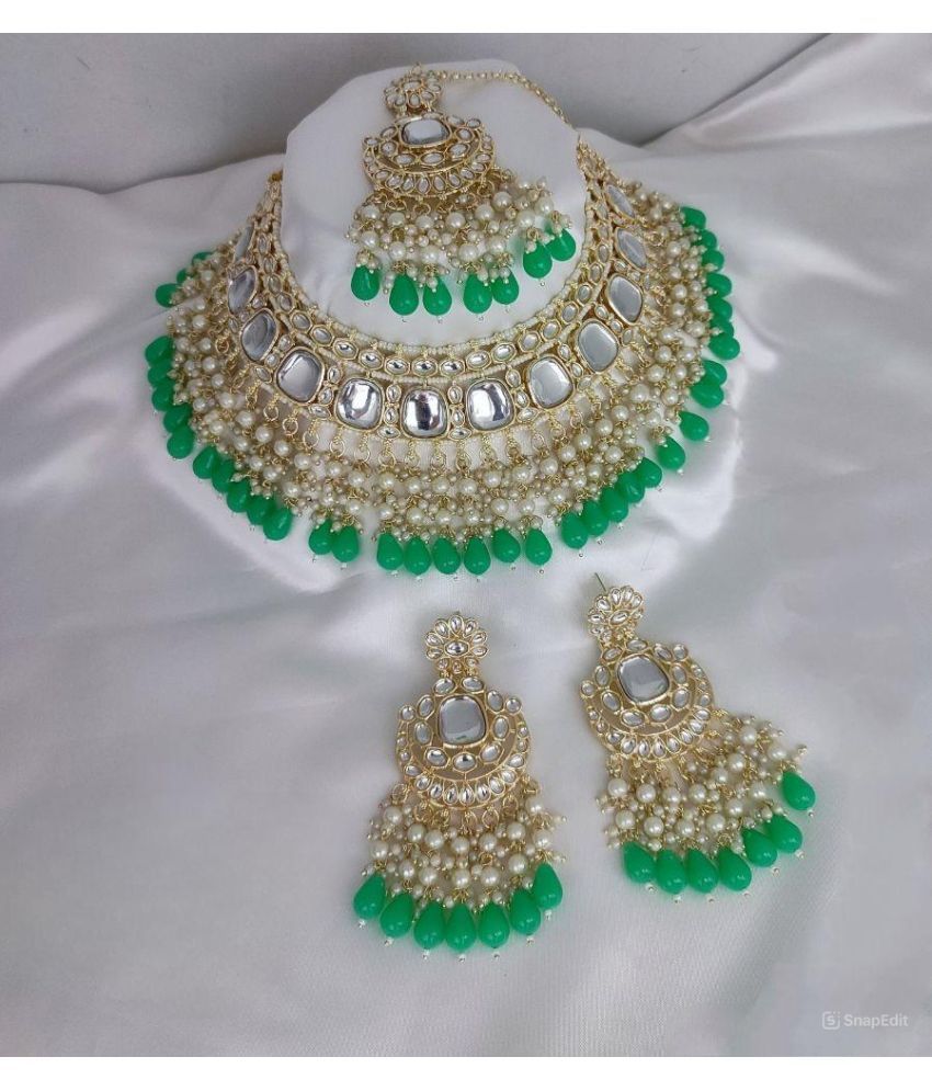     			Padmavati Bangles Mint Green Alloy Necklace Set ( Pack of 1 )