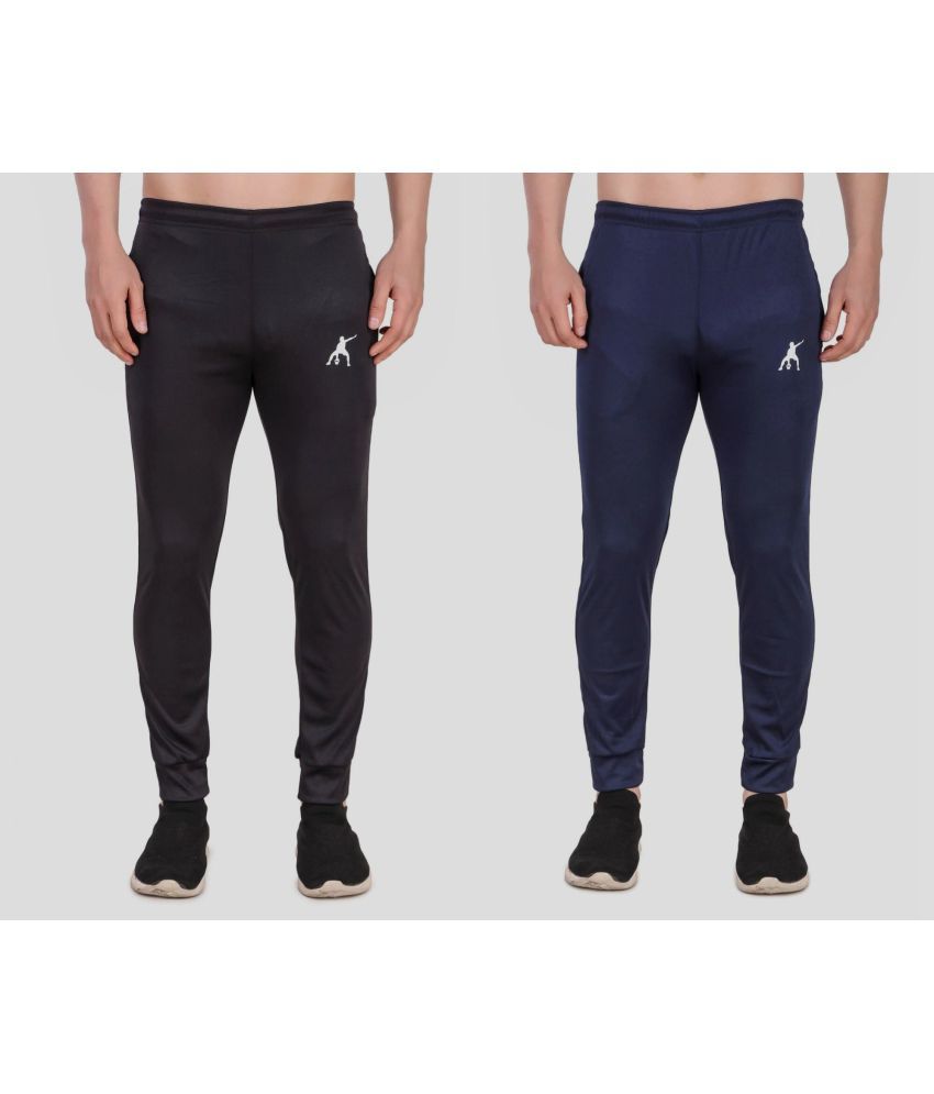     			Preen Black Polyester Men's Sports Trackpants ( Pack of 2 )