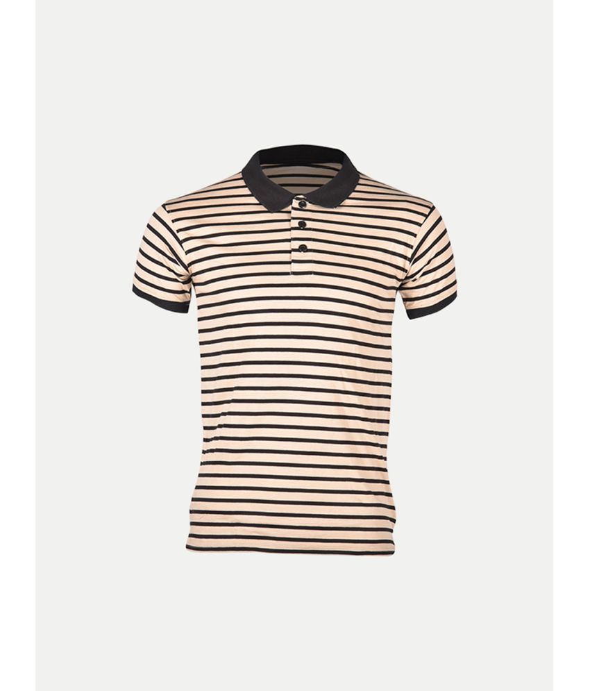     			Radprix Cotton Regular Fit Striped Half Sleeves Men's Polo T Shirt - Beige ( Pack of 1 )