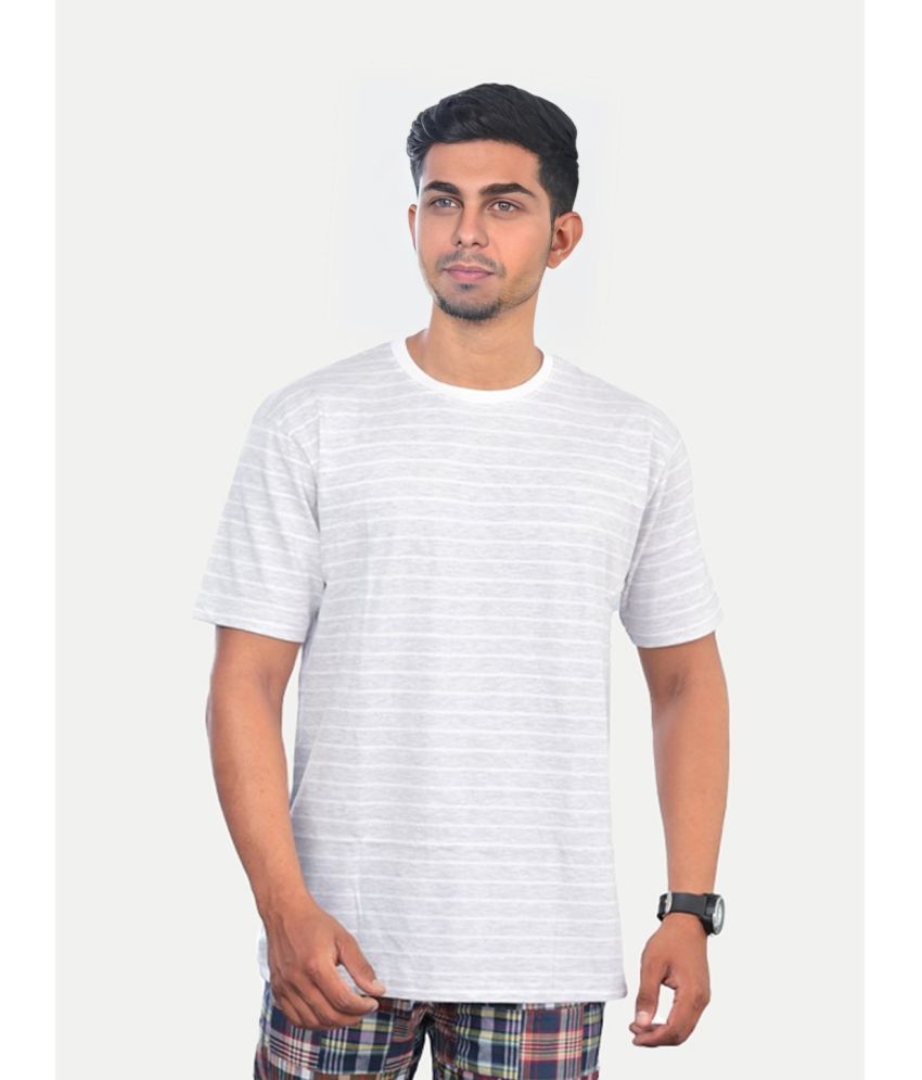     			Radprix Cotton Regular Fit Striped Half Sleeves Men's T-Shirt - White ( Pack of 1 )