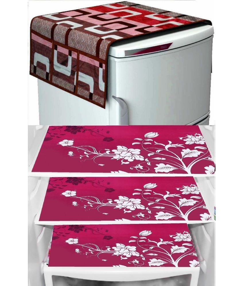     			Sanraksshan PVC Floral Fridge Mats ( 40 30 ) Pack of 4 - Multicolor