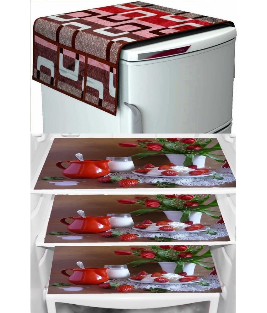     			Sanraksshan PVC Floral Fridge Mats ( 40 30 ) Pack of 4 - Multicolor