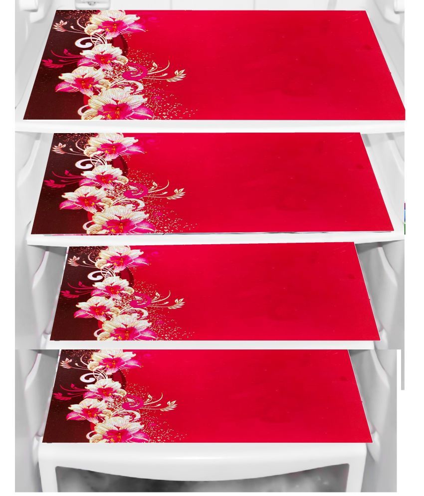     			Sanraksshan PVC Floral Fridge Mats ( 40 30 ) Pack of 4 - Multicolor