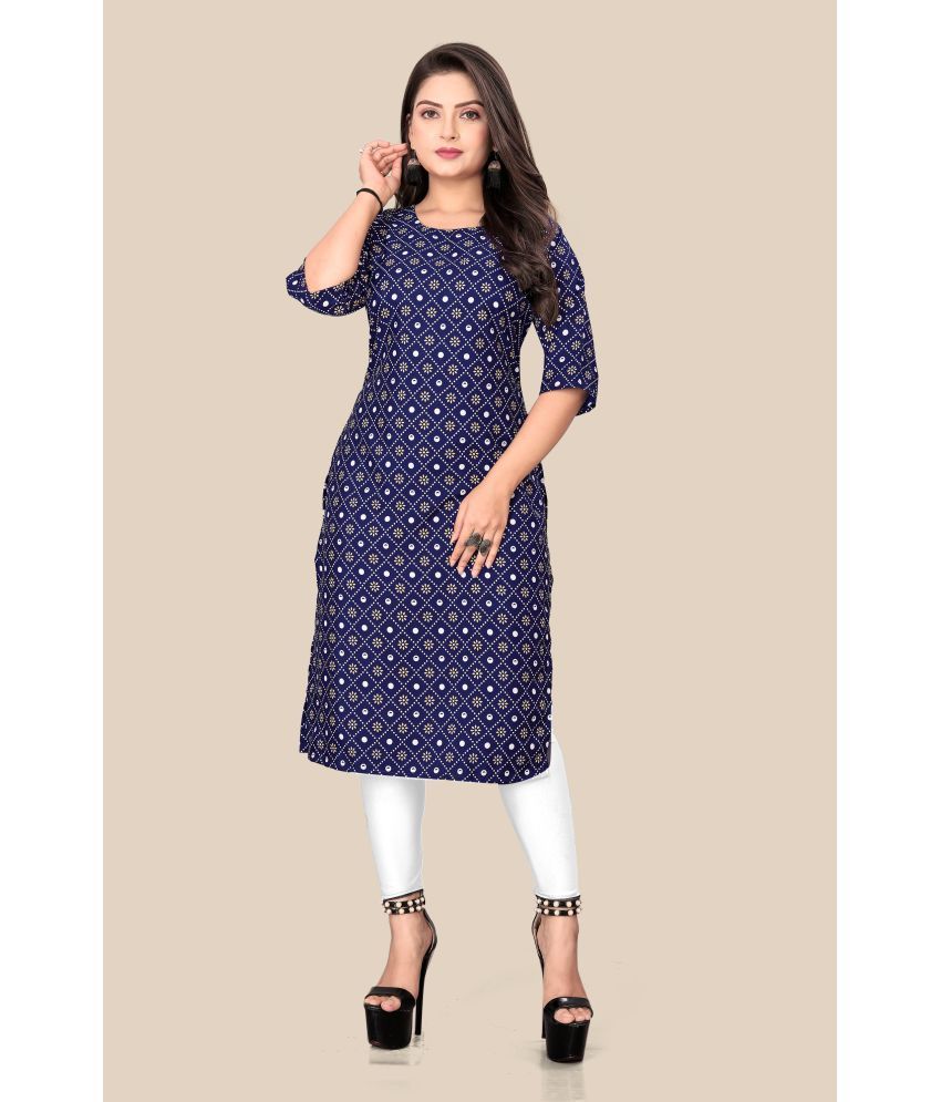     			Sukhvilas Fashion Crepe Printed Straight Women's Kurti - Blue ( Pack of 1 )