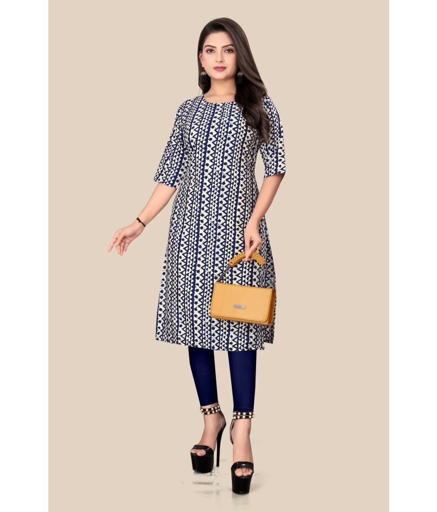     			Sukhvilas Fashion Crepe Printed Straight Women's Kurti - Blue ( Pack of 1 )