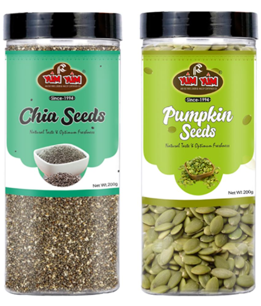     			YUM YUM Raw Chia Seeds and Raw Pumpkin Seeds Chia Seeds, Pumpkin Seeds Comco 2x200g Each(400g)