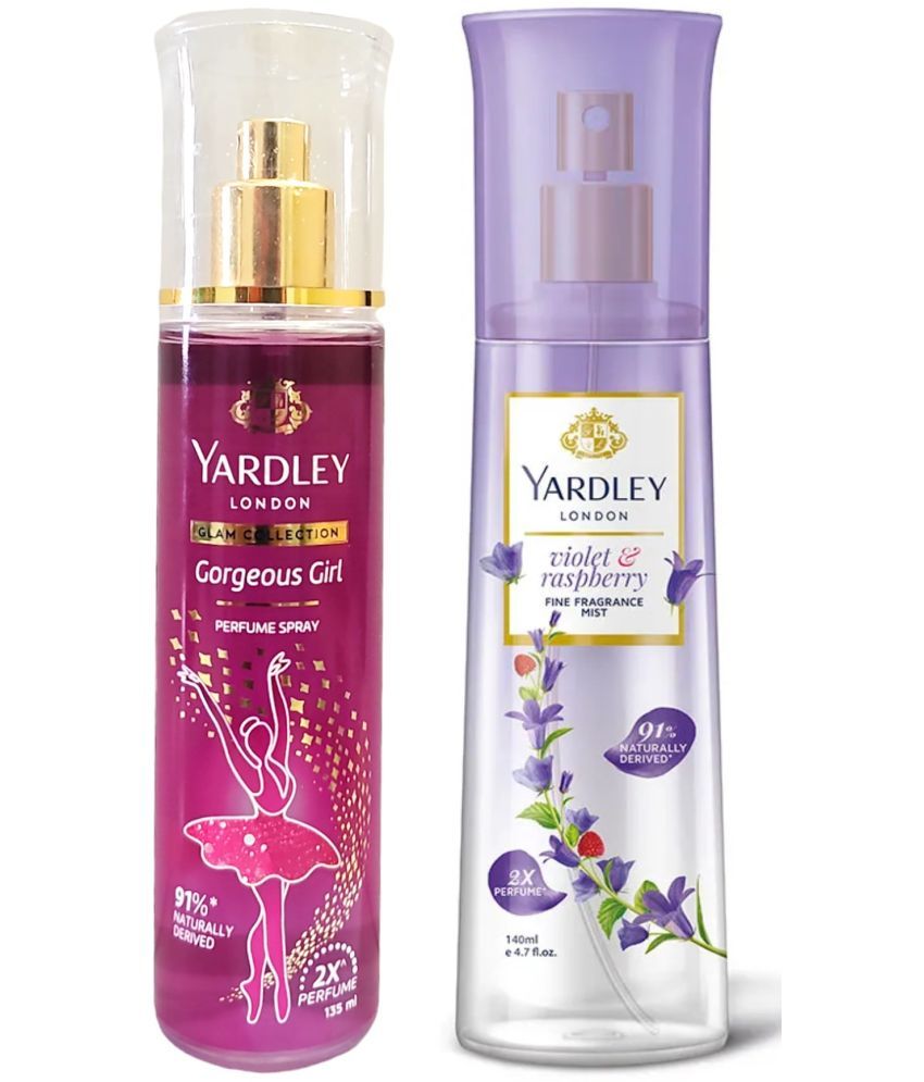     			Yardley London GORGHEOUSGIRL&VIOLET&RASPBERRY,135,140ML Body Mist for Women,Men,Unisex 280 ml ( Pack of 2 )