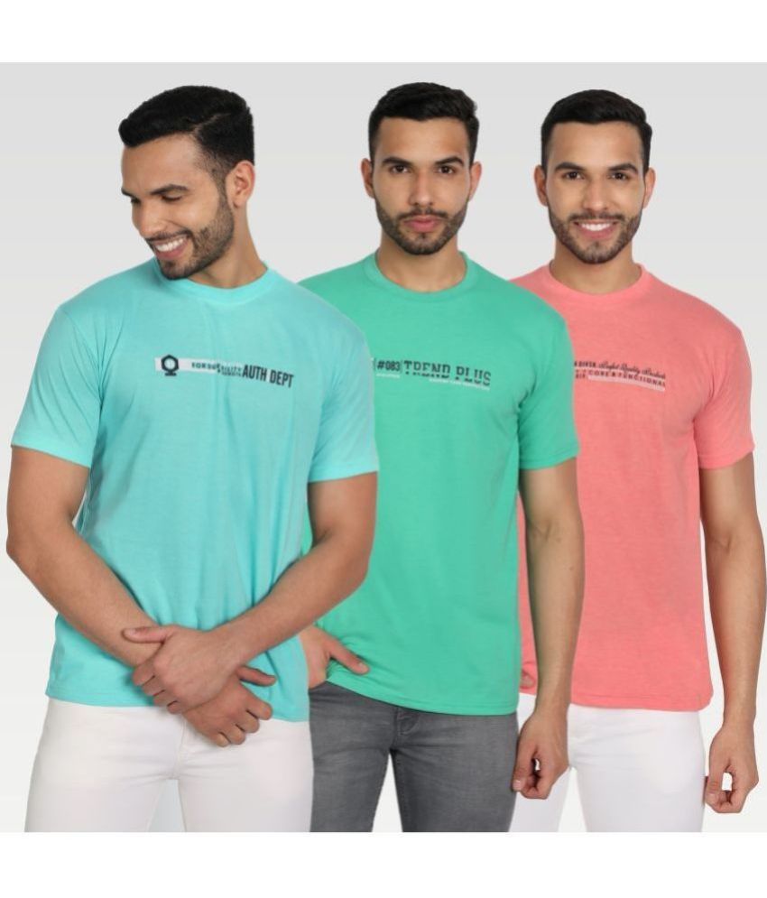     			Zeffit Pack of 3 Cotton Blend Regular Fit Men's T-Shirt ( Multicolor )