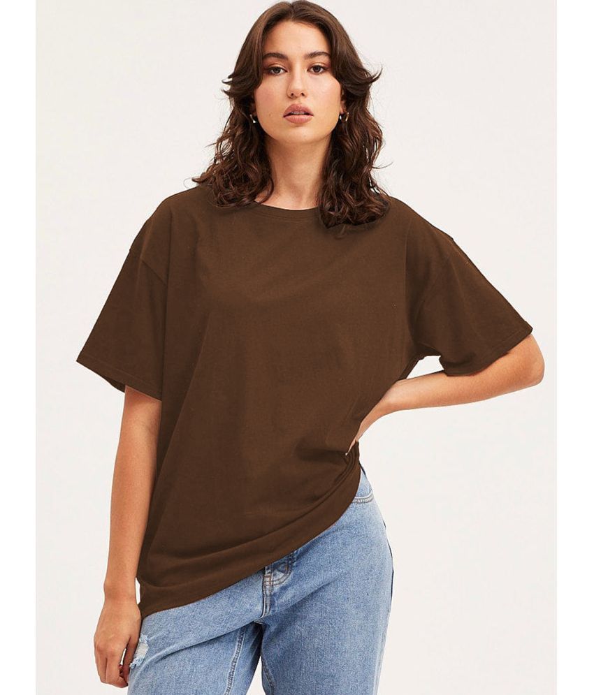     			clafoutis Brown Cotton Women's T-Shirt ( Pack of 1 )