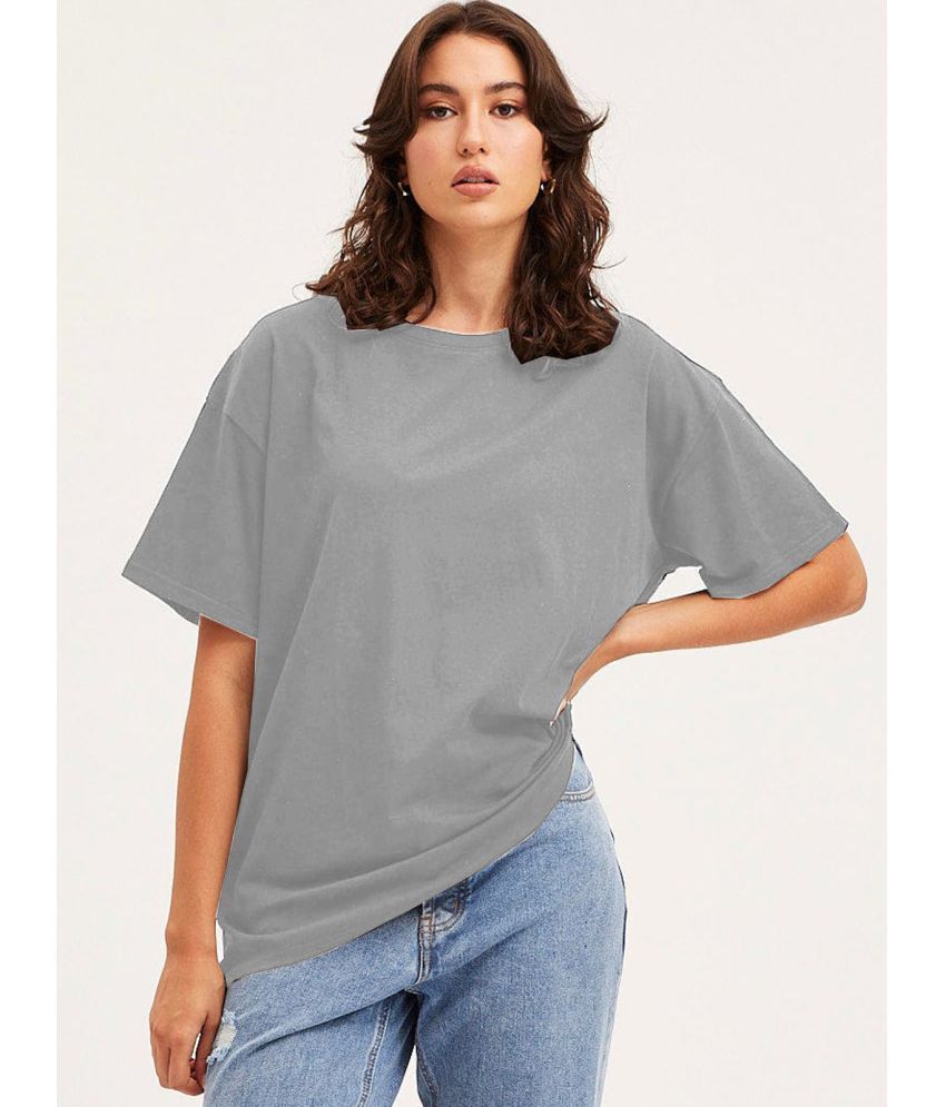     			clafoutis Grey Cotton Women's T-Shirt ( Pack of 1 )