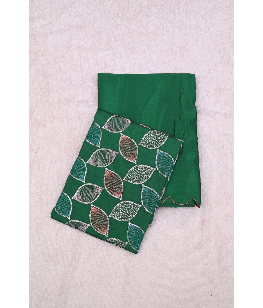     			A TO Z CART Chiffon Embellished Saree With Blouse Piece - Green ( Pack of 1 )