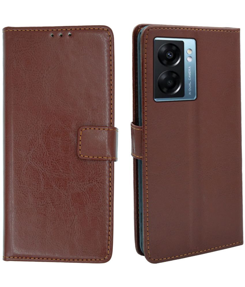     			ERAFLABBY Brown Flip Cover Artificial Leather Compatible For OPPO K10 5G ( Pack of 1 )