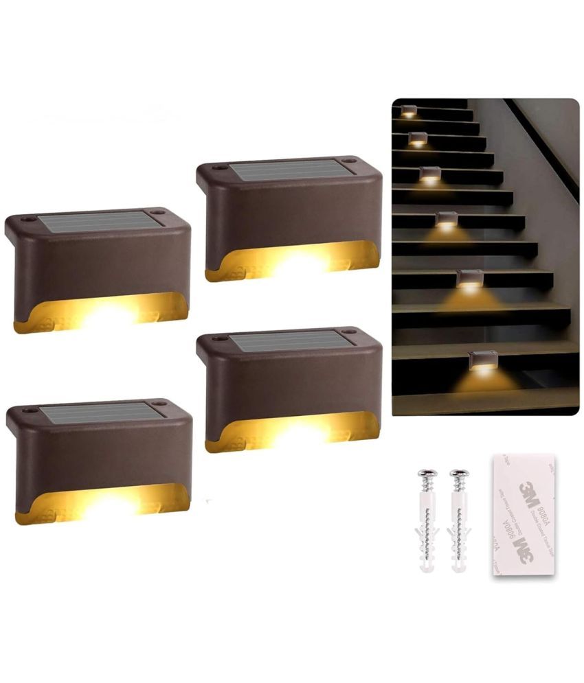     			GEEO Deck Solar Light, Rechargeable LED Decorative Lamp, Solar Panel Lights for Outdoor Decks, Railing, Stairs, Step, with IP65 Protection Wide Angle Lighting Pack of 4