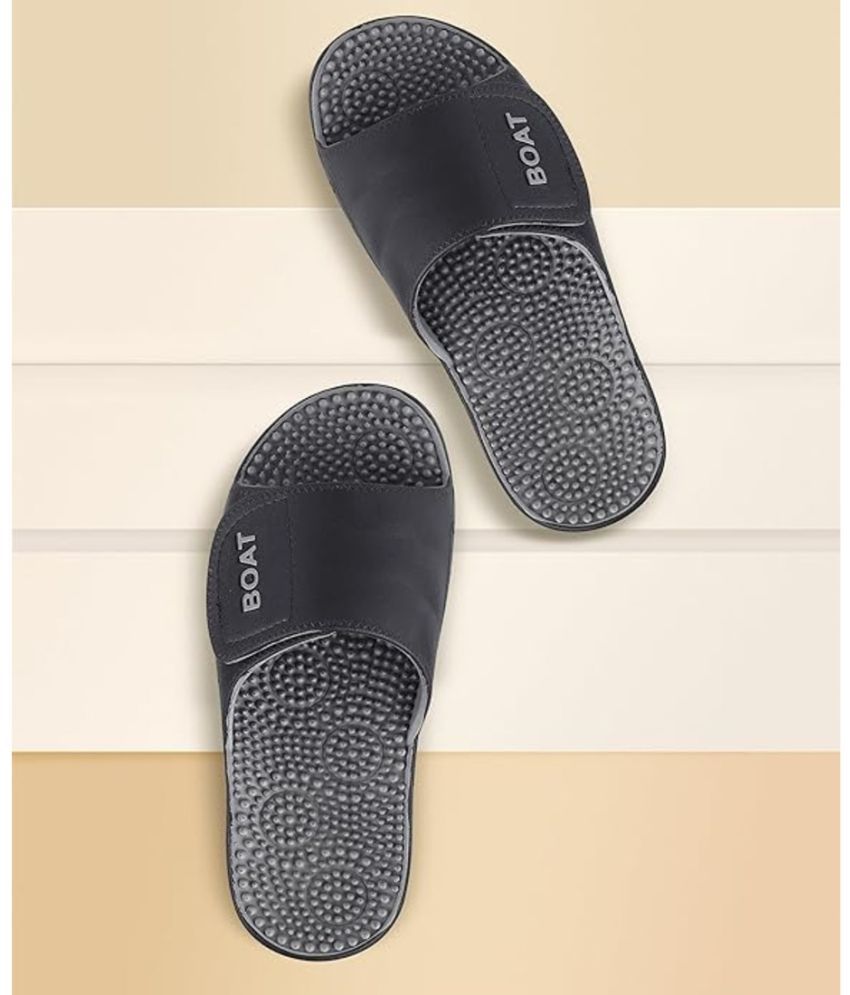     			Gokik Black Men's Massage Flip Flop