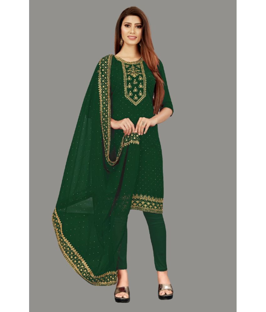     			JULEE Unstitched Georgette Embroidered Dress Material - Green ( Pack of 1 )