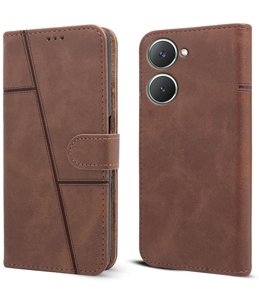     			NBOX Brown Flip Cover Artificial Leather Compatible For Vivo Y18 ( Pack of 1 )