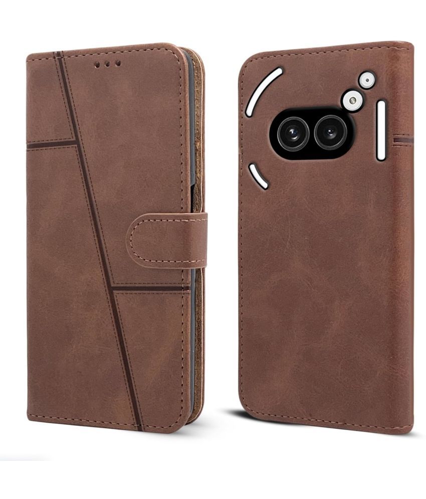     			NBOX Brown Flip Cover Artificial Leather Compatible For Nothing Phone 2A ( Pack of 1 )