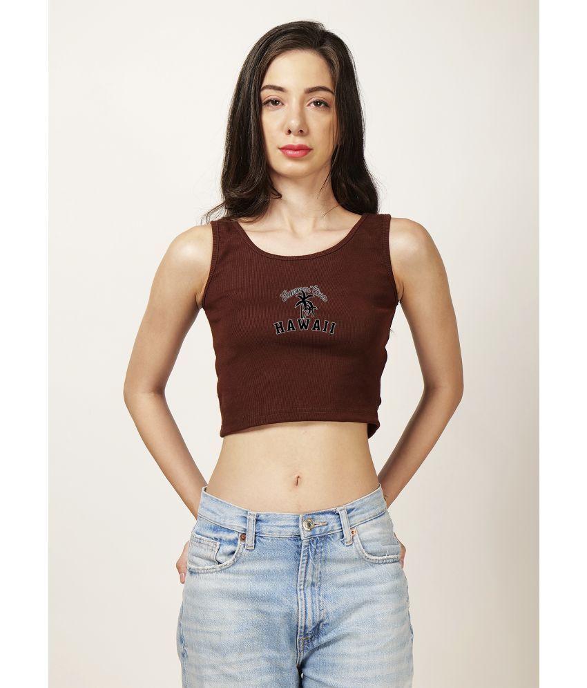     			fashion and youth Brown Cotton Blend Women's Crop Top ( Pack of 1 )