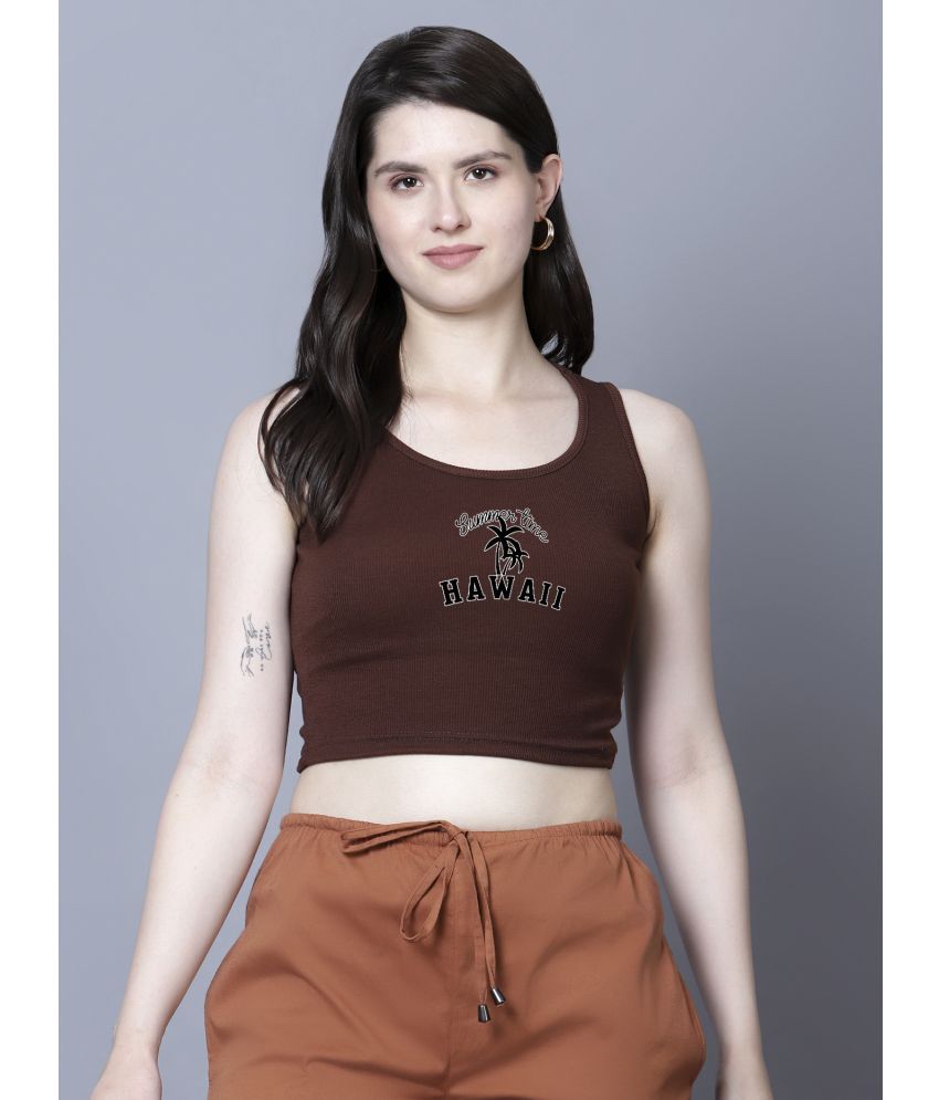     			fashion and youth Brown Cotton Blend Women's Crop Top ( Pack of 1 )