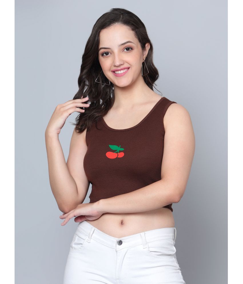     			fashion and youth Brown Cotton Blend Women's Crop Top ( Pack of 1 )