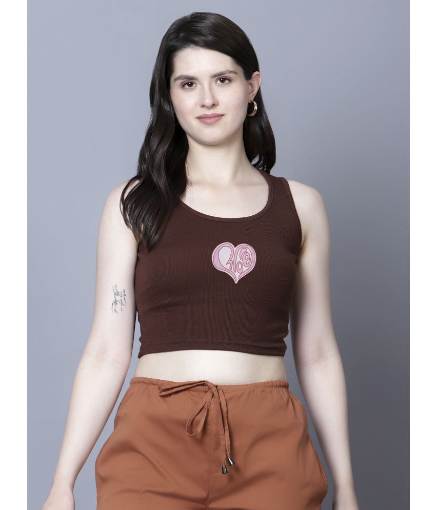     			fashion and youth Brown Cotton Blend Women's Crop Top ( Pack of 1 )