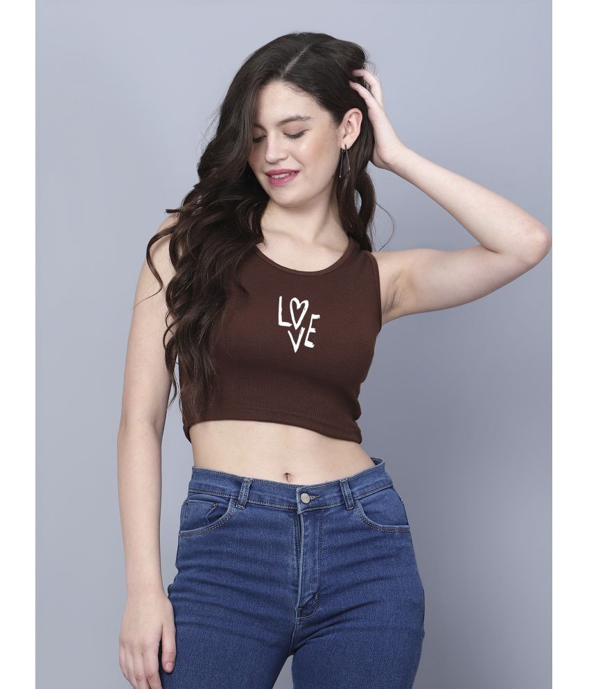     			fashion and youth Brown Cotton Blend Women's Crop Top ( Pack of 1 )