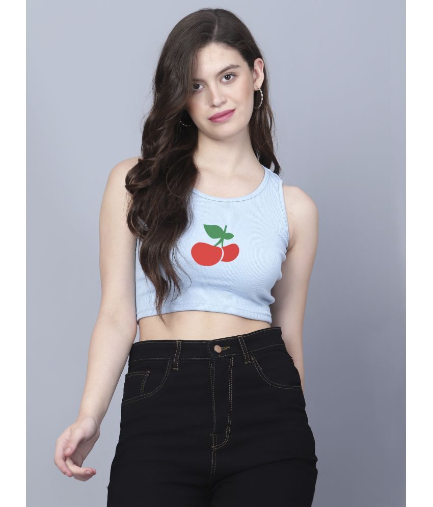     			fashion and youth Light Blue Cotton Blend Women's Crop Top ( Pack of 1 )